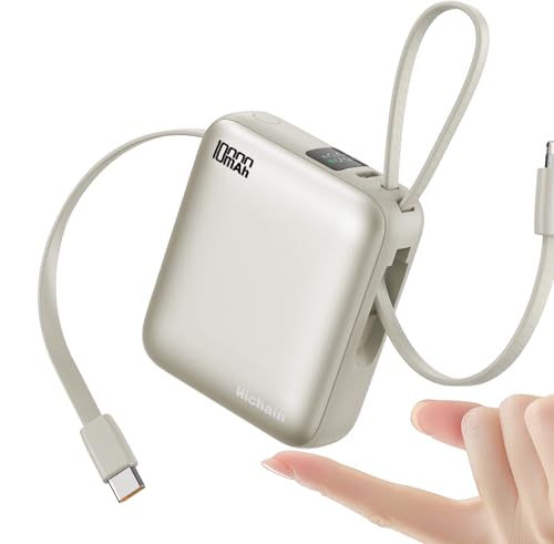 Hichain Small Portable Charger with Built in Cables LED Display Gold - color: Gold
