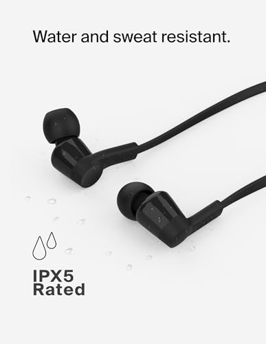 Belkin USB-C Wired Earbuds, Adjustable Volume Limiter, IPX5 - color: Black, size: One Size, style: USB-C + Volume Control