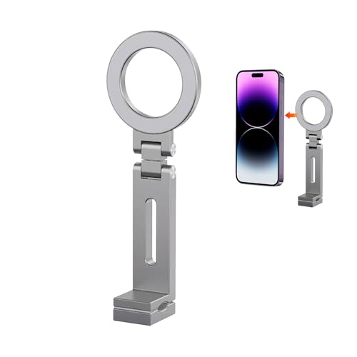 Compatible for Magsafe Phone Holder - Adjustable Foldable Phone Holder with Strong Magnets, Portable Travel Phone Bracket Compatible with iPhone 17/16/15/14/13/12 Pro Max, Smartphones (Silver) - color: Silver