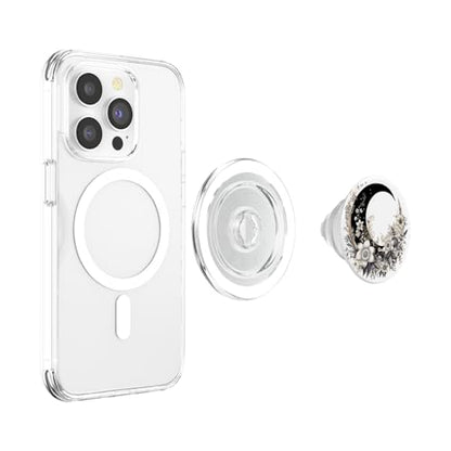 Crescent Moon And Flowers Floral Moon PopSockets PopGrip for MagSafe - style: Magnetic PopGrip
