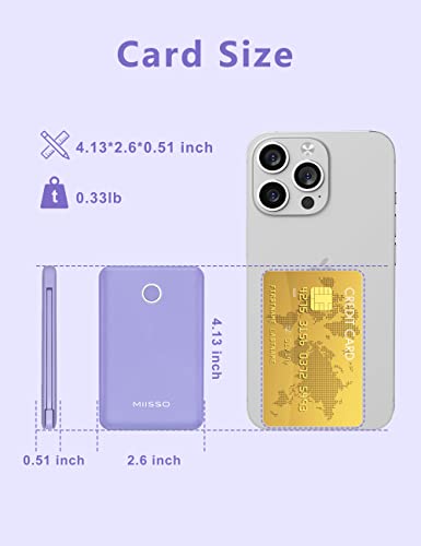 miisso 6000mah Ultra Slim Power Bank, Card Size, Purple - color: Purple