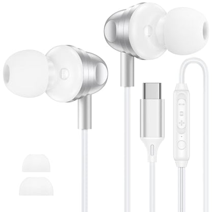 Wired Earbuds USB C in Ear Headphones for iPhone 17 Pro Max 17e 17Pro 17 16 - color: White