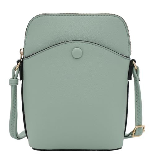 Small Crossbody Bag with Gold Hardware, Mini Shoulder Purse with Adjustable Strap - color: Mint