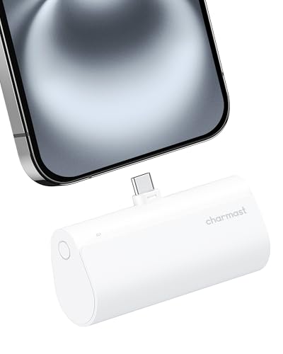 charmast Mini Portable Charger USB-C Connector, 5000mAh Small Power Bank - color: White