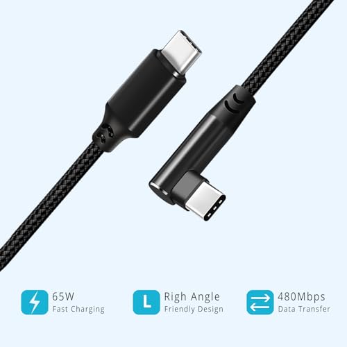 USB C to USB C Cable, 1.5FT, 3 Packs, Right Angle, 60W PD - size: 1.5ft, 1.5ft, 1.5ft