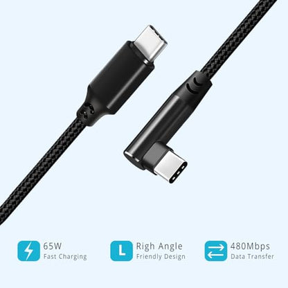 USB C to USB C Cable, 1.5FT, 3 Packs, Right Angle, 60W PD - size: 1.5ft, 1.5ft, 1.5ft