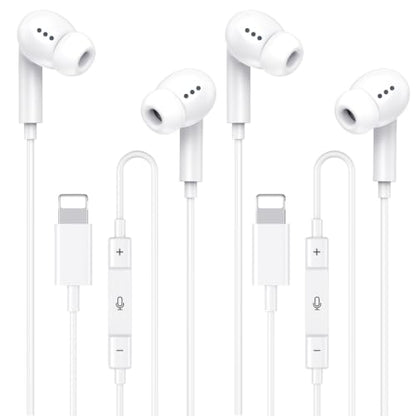 [Apple MFi Certified] Wired Headphones for iPhone 14 13 12,Lightning Connector Built-in Mic& Volume Control HiFi Stereo Nosie Reduction Earphones Earbuds Compatible with iPhone 13/11/XR/XS/X/8/7(2Pcs) - color: Pure white