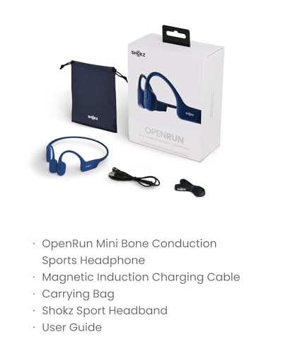 SHOKZ OpenRun Mini Bone Conduction Open-Ear Bluetooth Headphones, Blue - color: Blue, size: Mini Size+Magnetic Charging