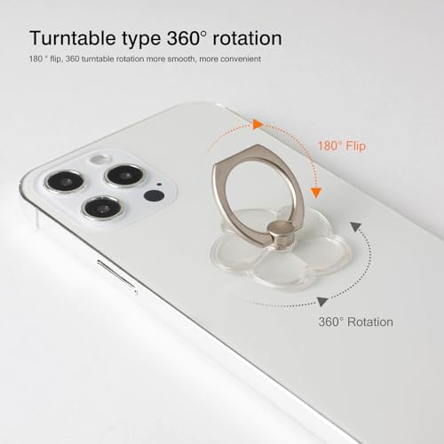 [2 Pack] Transparent Finger Ring Cell Phone Ring Holder Stand,360 Degree Rotation and 180 Degree Adjustable Finger Ring Kickstand with Polished Electroplated Phone Grip-Lucky Straw