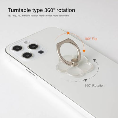 [2 Pack] Transparent Finger Ring Cell Phone Ring Holder Stand,360 Degree Rotation and 180 Degree Adjustable Finger Ring Kickstand with Polished Electroplated Phone Grip-Lucky Straw