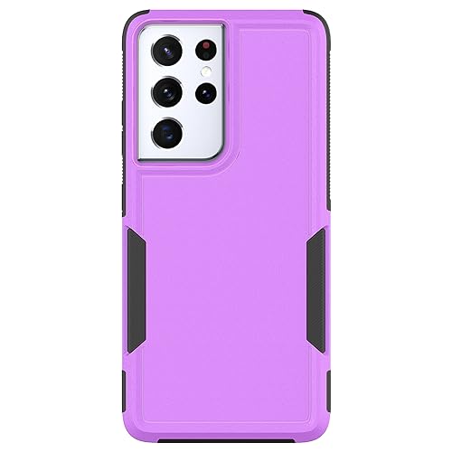 for Samsung Galaxy S21 Ultra Case: Dual Layer Protective Heavy Duty Cell Phone Cover Shockproof Rugged with Screen Protector - Military Protection Bumper Tough - Samsung Galaxy S21 Ultra 5G, Purple - color: Purple (PC) + Black (TPU)