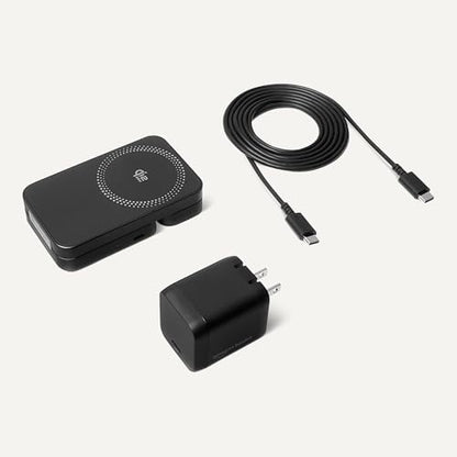 Amazon Basics MagSafe Compatible 25W Fast Charging Qi2.2 Certified 3-in-1 Wireless Charging Station, Foldable Stand for iPhone 17/16/15/14/13/12, Apple Watch, AirPods, with 45W Adapter, Black - color: Black