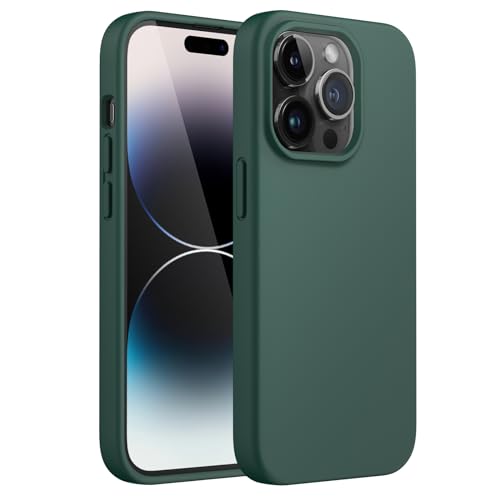 JETech Silicone Case for iPhone 14 Pro, Midnight Green | Silky Soft Touch, Shockproof Protection, Scratch Resistant, Microfiber Lining - color: Midnight Green, size: iPhone 14 Pro