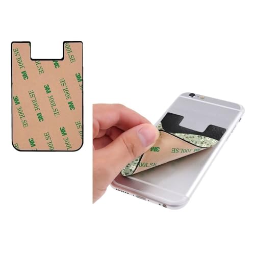 Green Leaf Phone Wallet Cute Sage Green Card Holder Compatible with Most Of Cell Phone Adhesive Card Holder for Phone Wallets Pouch - color: Floral