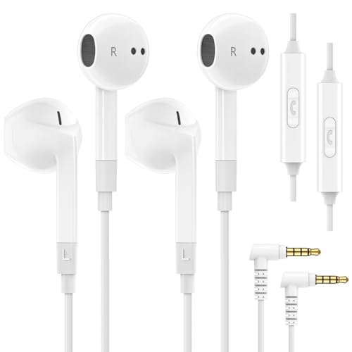 LUDOS FEROX 2 Pack Wired Earbuds in-Ear Headphones, 5 Year Warranty, Earphones with Microphone, Noise Isolation for 3.5mm Jack Ear Buds for iPhone, Samsung, Computer, Laptop, Kids, School Students - size: 2 Pack