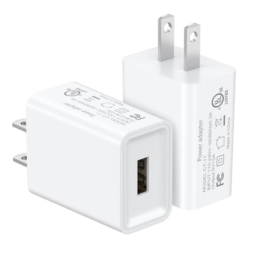 2 Pack 10W USB Charger Block, Fast Charging Wall Charger Power Adapter Brick Cube for iPhone 14 13 12 11 Pro Max SE XS XR X 8 7 6 6S Plus (White) - color: White