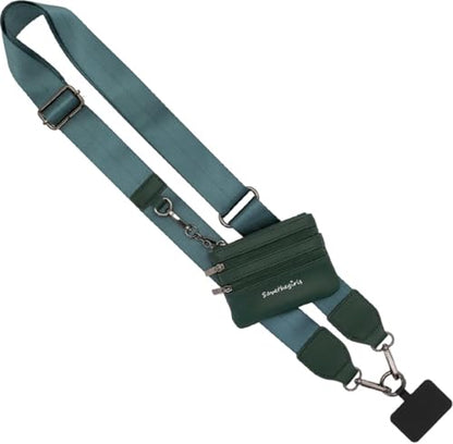 Save the Girls Clip & Go Phone Lanyard Crossbody Strap with Wallet, Green - color: Green (Green Strap)