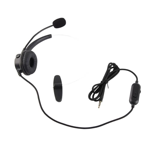 Wired Trucker Headset with Noise Cancelling Microphone, Mono Headset for Call Center and Customer Service, 3.5mm Wired Telephone Headset with Volume Control for Cellphone