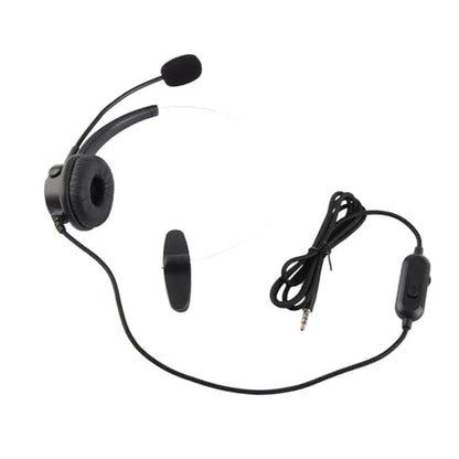 Wired Trucker Headset with Noise Cancelling Microphone, Mono Headset for Call Center and Customer Service, 3.5mm Wired Telephone Headset with Volume Control for Cellphone