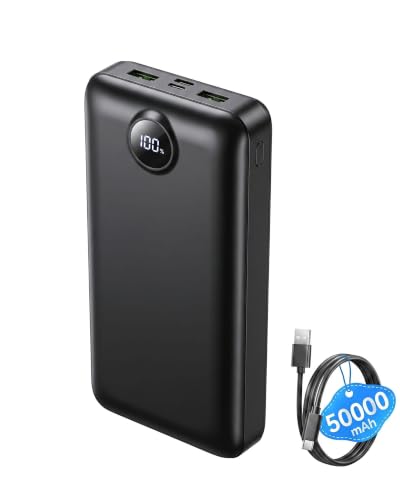 Portable Charger Power Bank 50000mAh Fast Charging External Battery Pack - color: Black