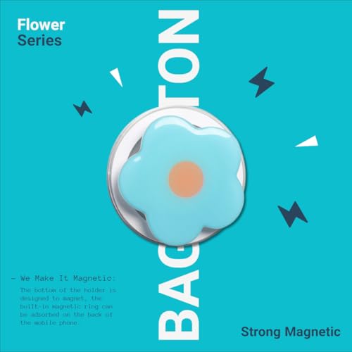 Cute Flower Series Collapsible Design Phone Grip (Magnetic, Green) - color: Green, style: Magnetic