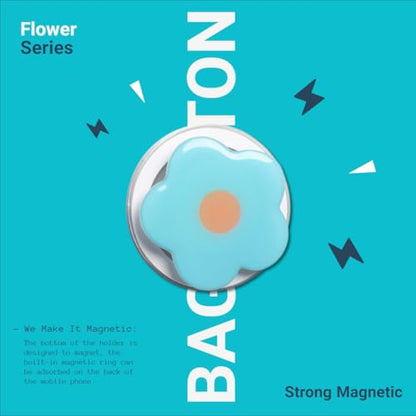 Cute Flower Series Collapsible Design Phone Grip (Magnetic, Black) - color: Black, style: Magnetic
