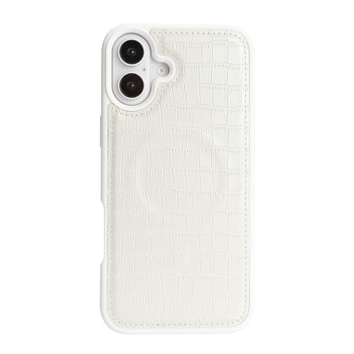 Ｈａｖａｙａ Leather Wallet Case for iPhone 16 - White | Crocodile-textured leather, detachable wallet, 5-card slots & kickstand, MagSafe 15W fast charge, raised bezels - color: White