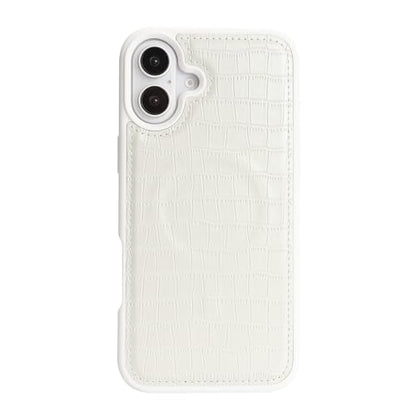 Ｈａｖａｙａ Leather Wallet Case for iPhone 16 - White | Crocodile-textured leather, detachable wallet, 5-card slots & kickstand, MagSafe 15W fast charge, raised bezels - color: White