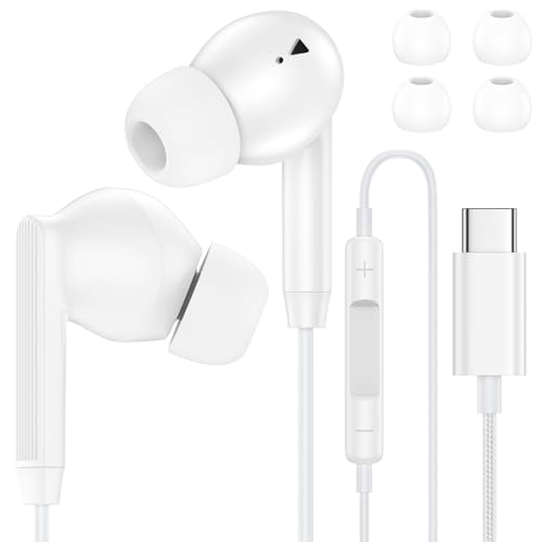 USB C Earphones Wired Headphones for iPhone 17 17 Pro Max Plus 16 16e 15 - color: White