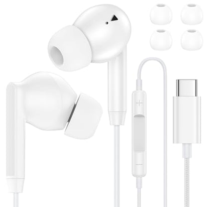 USB C Earphones Wired Headphones for iPhone 17 17 Pro Max Plus 16 16e 15 - color: White