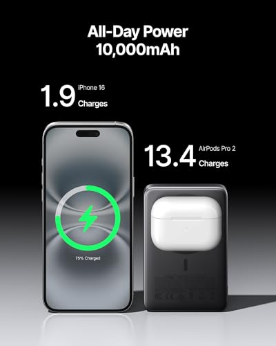INIU for MagSafe Portable Charger, Qi2 Certified, Slimmest 45W 10000mAh Magnetic Power Bank, with USB C Cable & Stand, Fast Charging Battery Pack for iPhone 16 15 14 13 12 Only, Pink - color: Pink