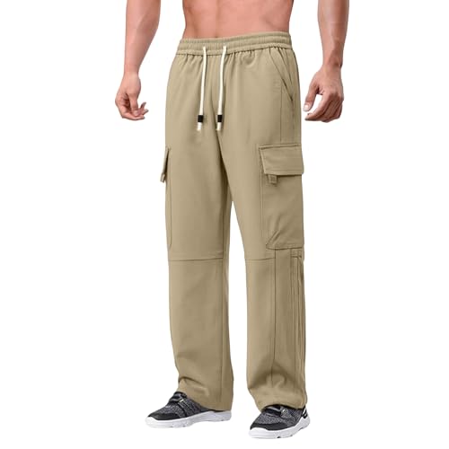 Men Cargo Pants Ripstop Durable Tactical Quick Dry Deep Pockets Construction BDU Golf Tactical Pants for Men - color: A Khaki, size: XX-Large
