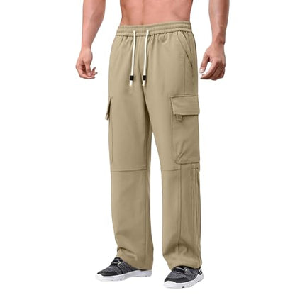 Men Cargo Pants Ripstop Durable Tactical Quick Dry Deep Pockets Construction BDU Golf Tactical Pants for Men - color: A Khaki, size: Medium