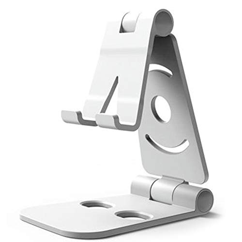 VALINK Universal Cradle Cell Phone Bracket Mount, Portable Mini Mobile Phone Holder Foldable Desk Stand Holder 4 Degrees Adjustable Universal for iPhone Andorid Phone - color: White