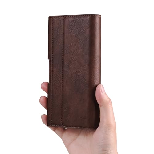 Premium PU Leather Pouch Belt Loop Cellphone Holster for iPhone 17, 16e,16 15 14 13 12 11 Pro X XS Samsung Galaxy S26 S25 S24 S23 S22 S21 S20 Pixel 10a 9 8 8a 7 7a (Coffee, Small) - color: Coffee, size: Small