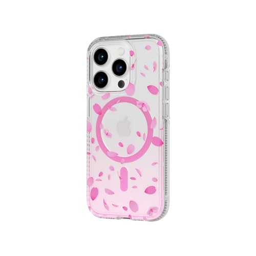 Tech21 FlexQuartz Phone case for iPhone 15 Pro - Compatible with MagSafe - 15x Military Standard Protection - Cherry Blossom Design - color: Pink, size: iPhone 15 Pro