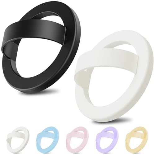 (2 Pack) Magnetic Finger Loop Grip for iPhone 12-17 Series, Black & White - color: Black & White