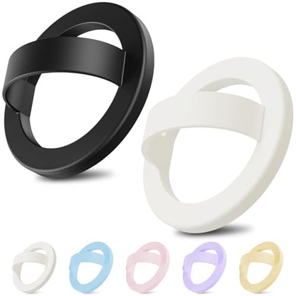 (2 Pack) Magnetic Finger Loop Grip for iPhone 12-17 Series, Black & White - color: Black & White