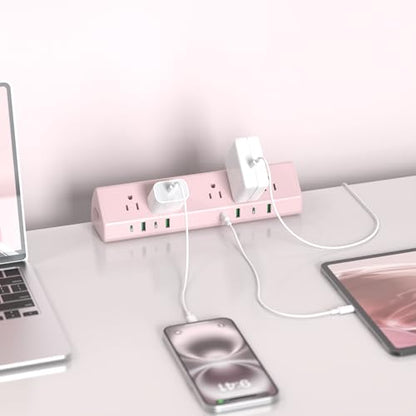 Jgstkcity Desk Clamp Power Strip USB C 45W,Surge Protector,Pink - color: Pink, size: 6 FT