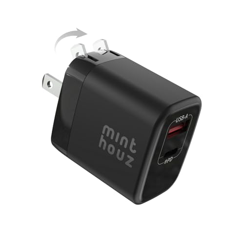 Minthouz 35W USB C Fast Charging Charger, Dual-Port GaN Nano Charger with Foldable Plug for iPhone 17/16/15 Series, iPad, Galaxy S24 Ultra and More Series