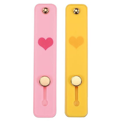 MECCANIXITY 2 Pcs Phone Loop Finger Holder Silicone Phone Strap Grip Holder Cell Phone Grip Stand for Most Smartphones Yellow,Pink - color: Yellow,Pink