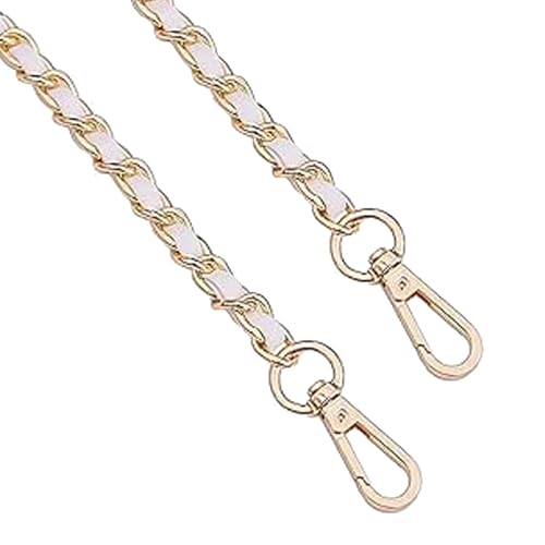 UnnFiko 43" DIY Bag Purse Chain Strap Replacement Crossbody Bag Straps Purse Accessories Straps Handmade Shoulder Bag Charms for Handbag Bags (White & Gold, Metal Chain) - color: White & Gold