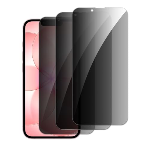 Privacy Screen Protector for iPhone 17e, Shatterproof Tempered Glass Accessories, Anti Spy Tempered Glass Film, Case Friendly Ultra Resistant 9H Hardness Anti-Glare HD Black -3 Pack