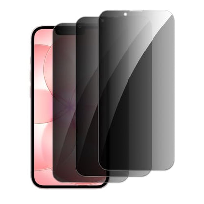 Privacy Screen Protector for iPhone 17e, Shatterproof Tempered Glass Accessories, Anti Spy Tempered Glass Film, Case Friendly Ultra Resistant 9H Hardness Anti-Glare HD Black -3 Pack