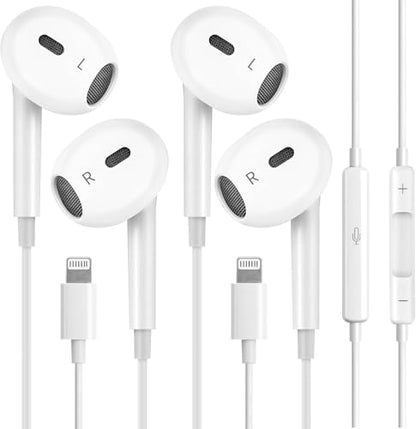 2Pack Wired Headphones for iPhone Earbuds with Lightning Plug