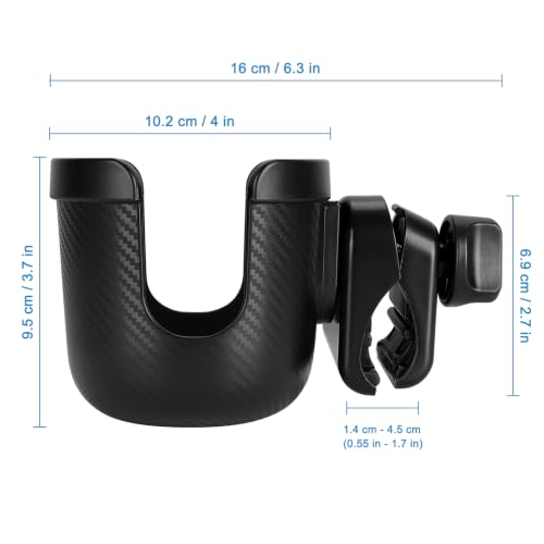 Accmor Stroller Cup Holder, Drinks Holder Bike Walker Wheelchair - color: All Black-Carbon Textured