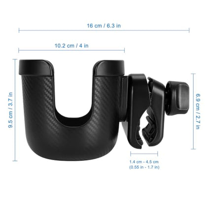 Accmor Stroller Cup Holder, Drinks Holder Bike Walker Wheelchair - color: All Black-Carbon Textured
