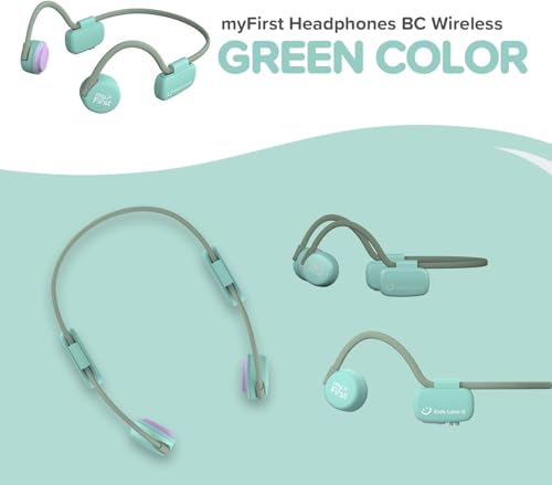 myFirst Bone Conduction Headphone Wireless - Open Ear Design Official Headphones with Bluetooth Wireless IPX6 Flexible Waterproof for Kids/Adults (Green)