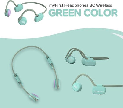 myFirst Bone Conduction Headphone Wireless - Open Ear Design Official Headphones with Bluetooth Wireless IPX6 Flexible Waterproof for Kids/Adults (Green)