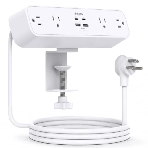 Mifaso PD40W USB C Desk Clamp Power Strip, 1080J Surge Protector - color: White, size: PD40W